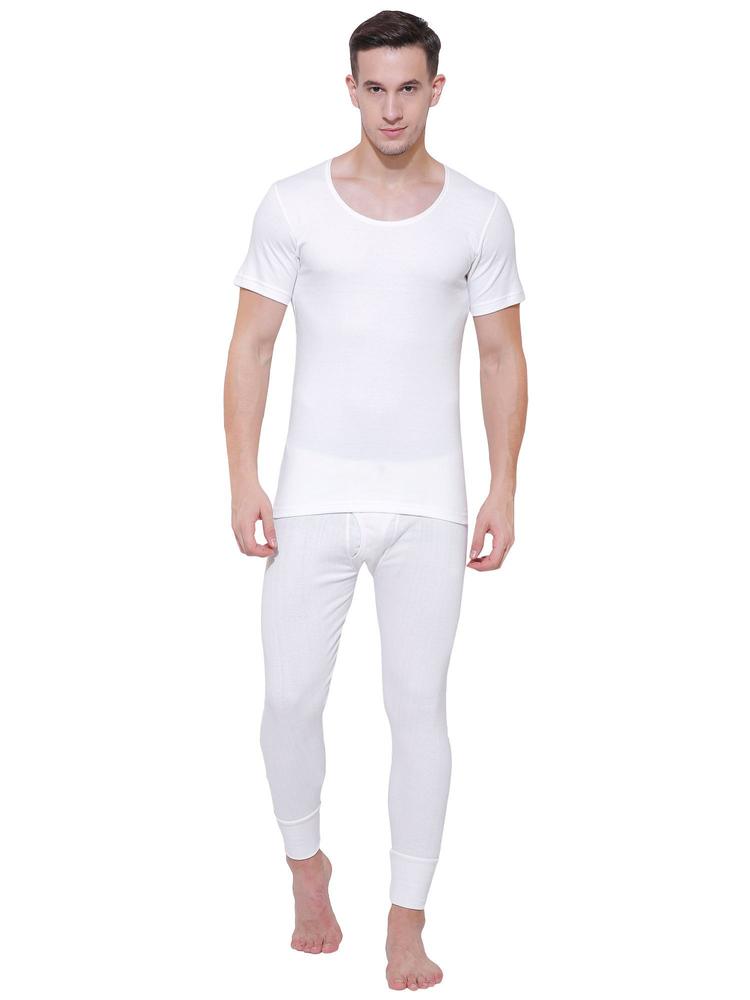 White Solid Men Thermal Top White