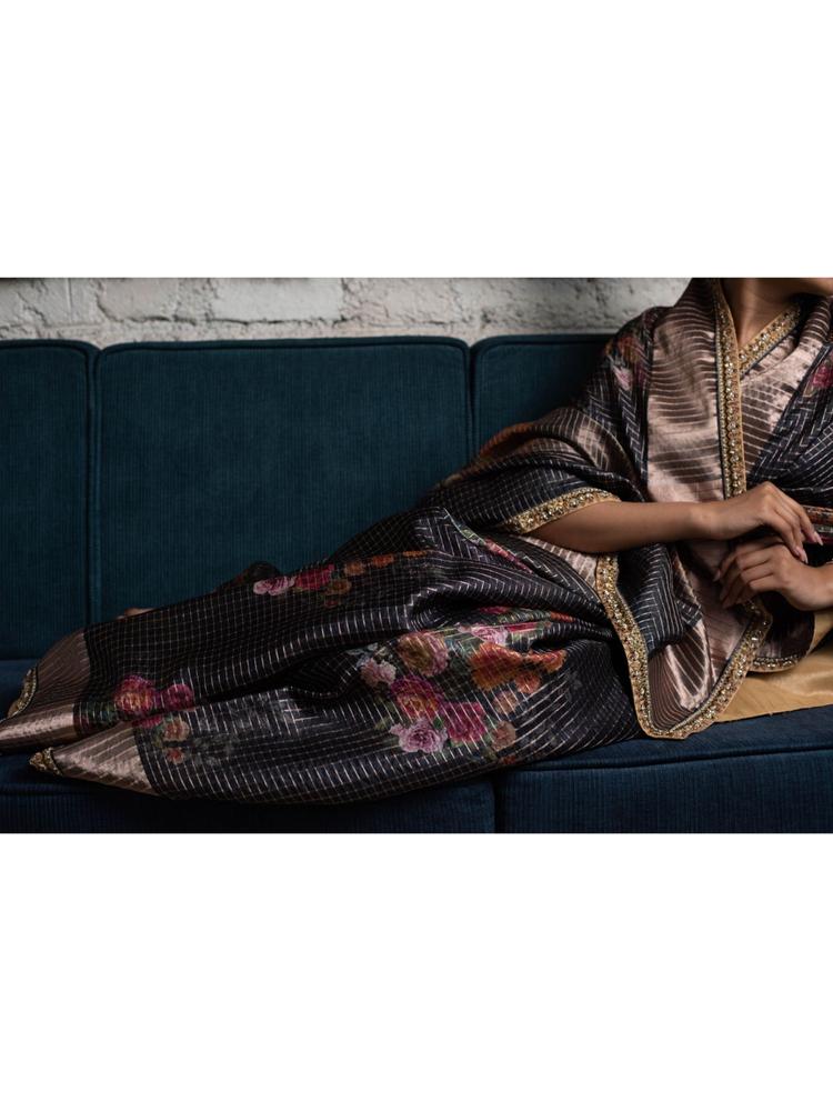 Indu Silk Organza Floral Tissue Saree with Unstitched Blouse