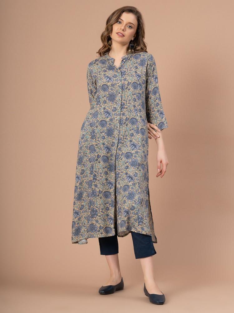 Casual Rayon Multi-color Floral Kurta For Women