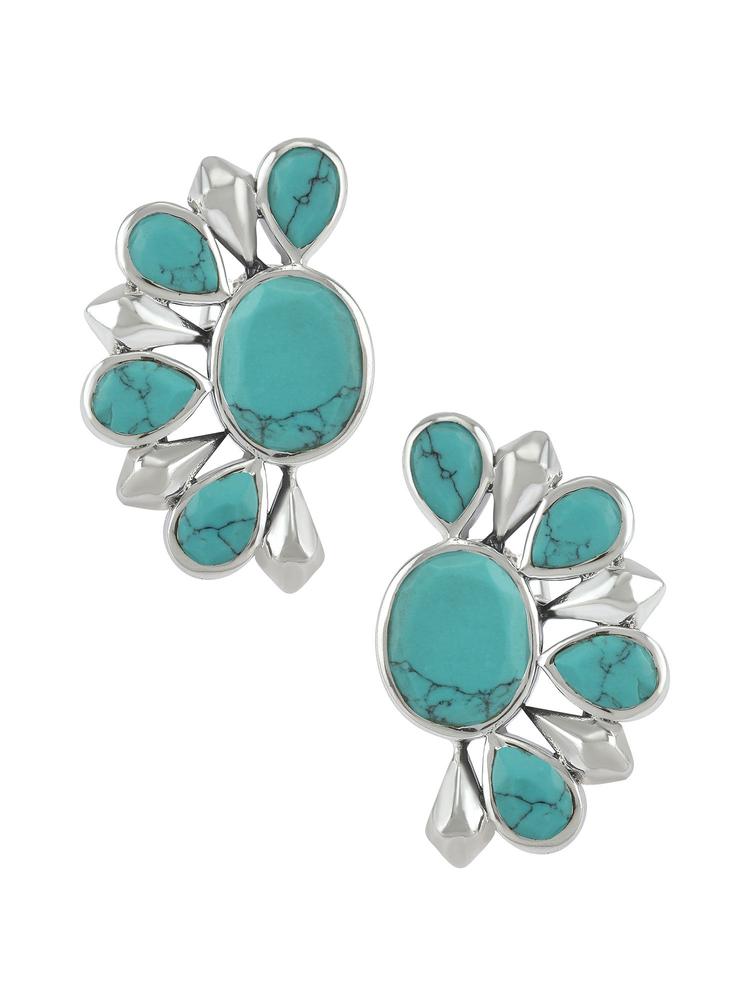 Sterling Silver Turquoise Floral Ear Studs