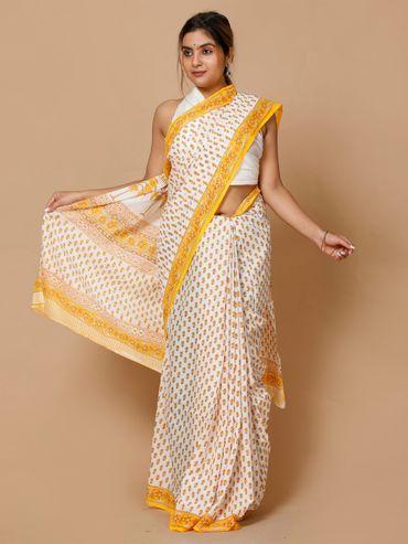 Cotton Printed Saree with Unstitched