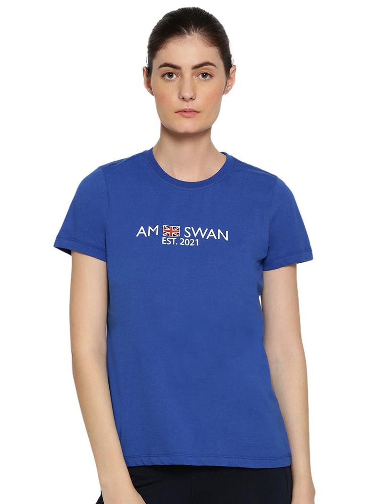 Womens Cotton Printed Half Sleeve T-Shirts Blue
