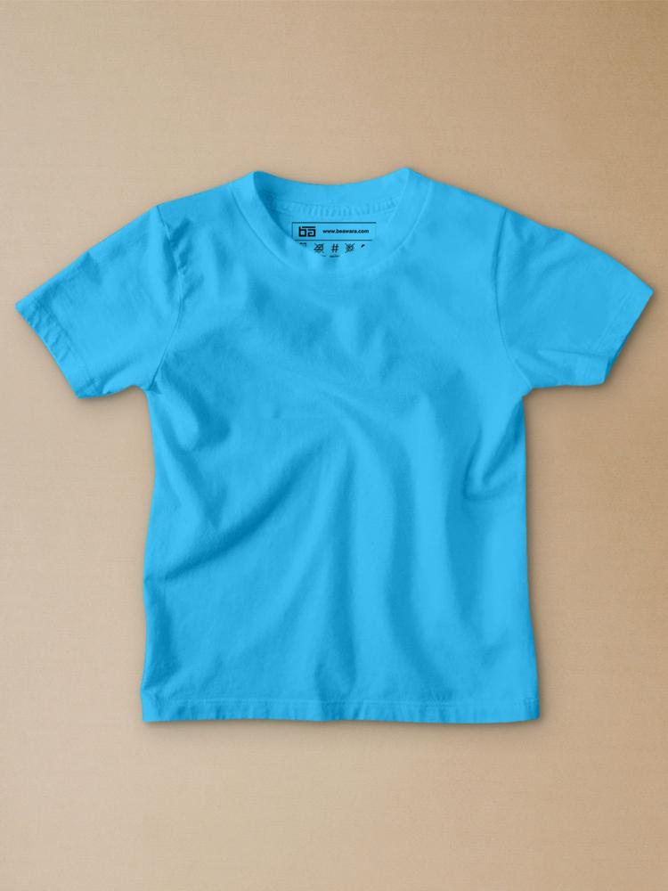 Plain Sky Blue Half Sleeves Kids T-shirt Blue