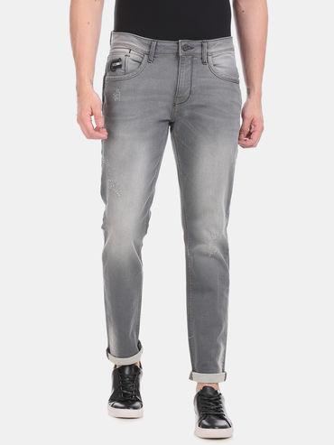 Grey Dagger Slim Fit Faded Jeans