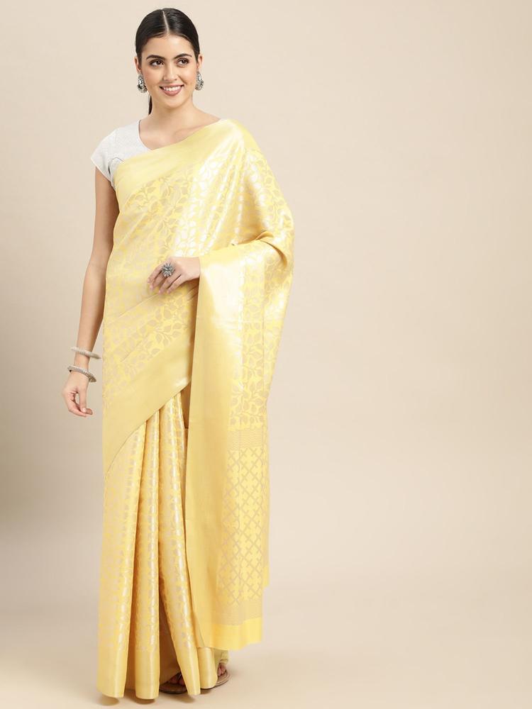 Yellow Kubera Pattu Silk Saree with Unstitched Blouse