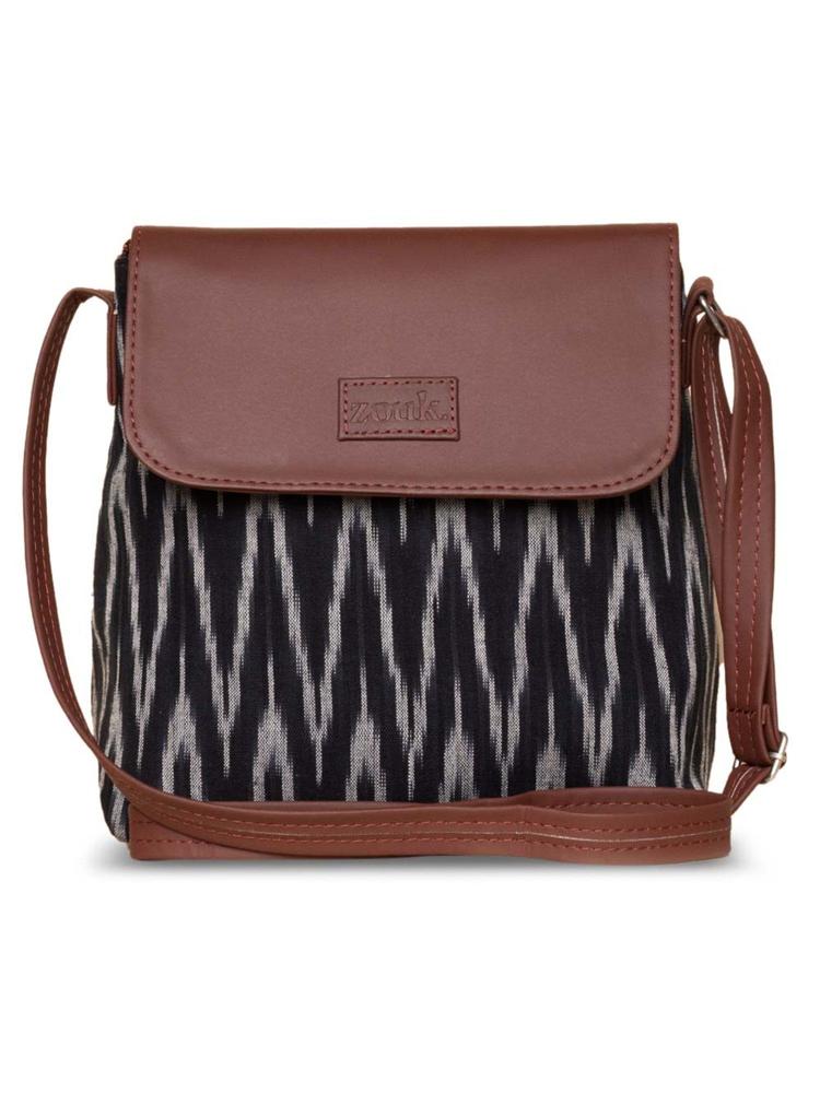 Black & Brown Color Flap Sling Bag with Adjustable strap for Womens