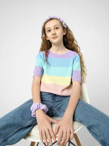 Girls Color Blocked Casualwear Multicolor Top