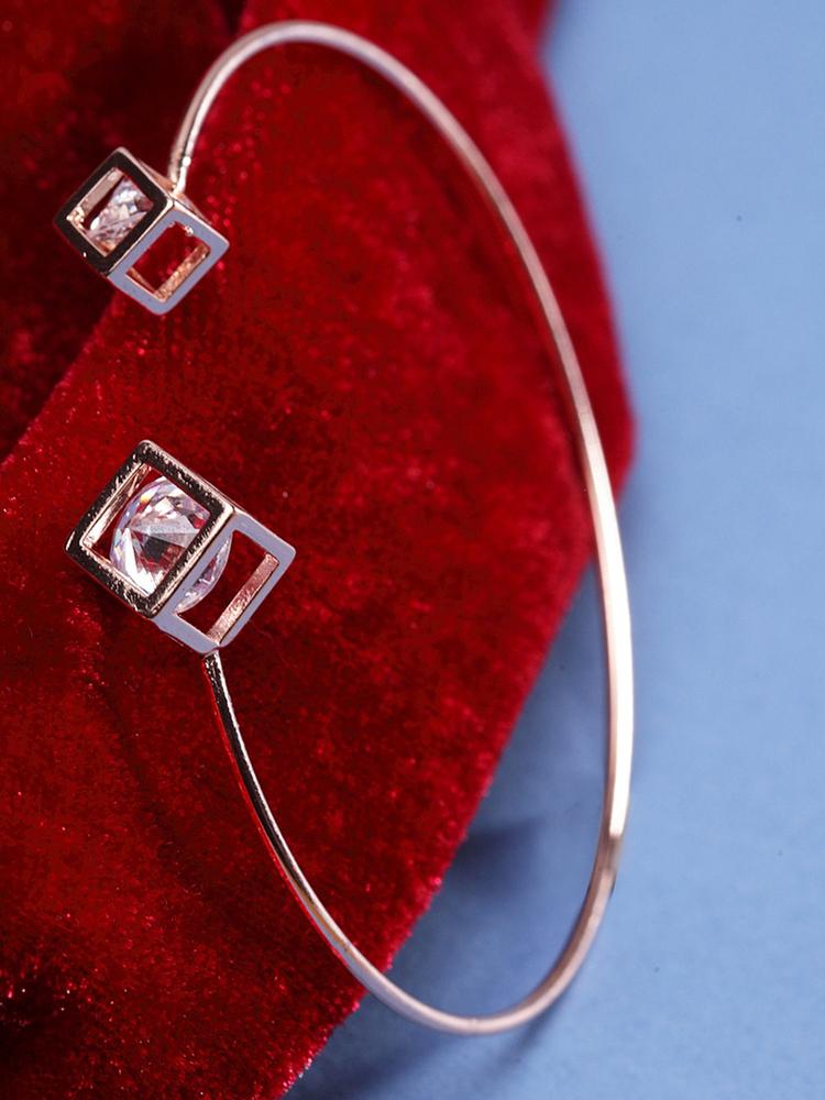 Rosegold Square Crystal Cuff Bracelet