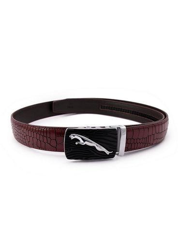 Men's Crocodile Pattern Leather Auto Lock Belt With Jaguar Buckle