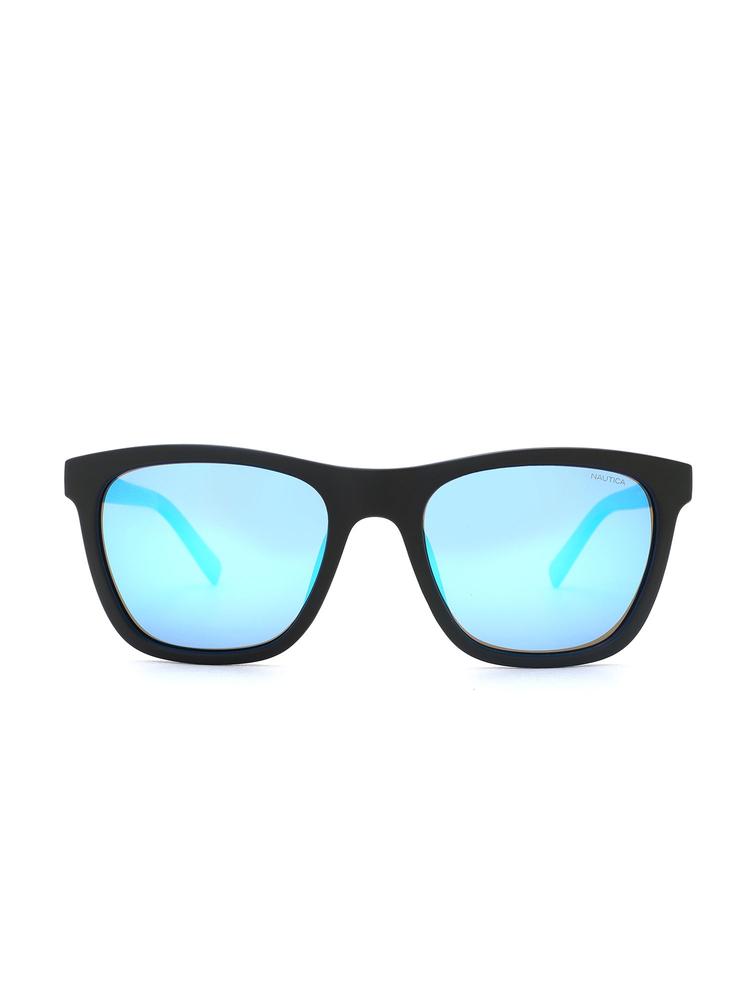Blue Lens Wayfarer Sunglass Full Rim Black Frame Color Polarized
