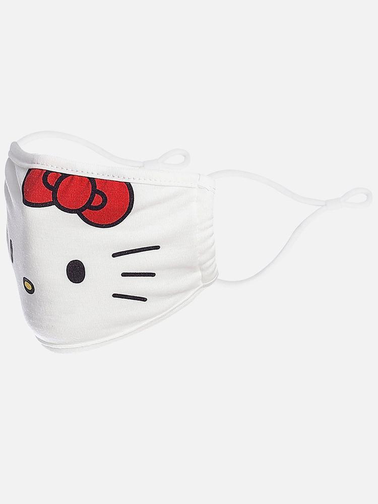Hello Kitty Printed White Unisex Mask