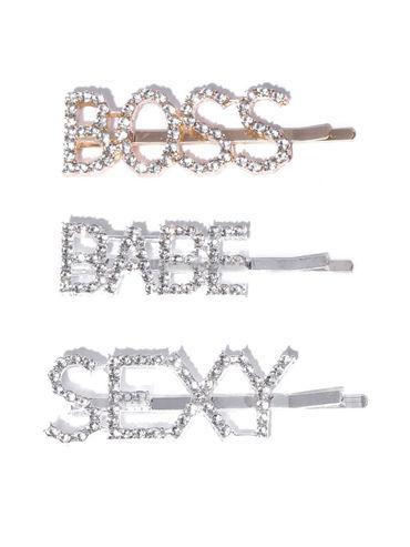 Crystal Diamond Silver And Gold Bobby Pins Set of 3