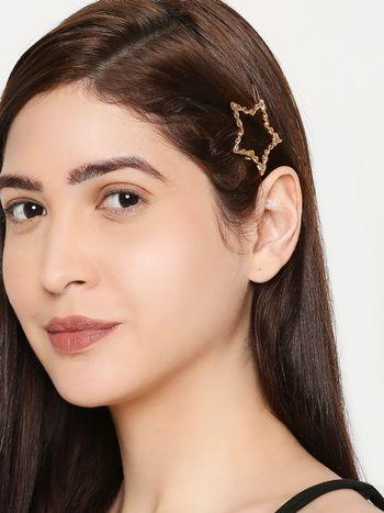Gold Tone Star Shape Hairpin Hair Clip for Women & Girls