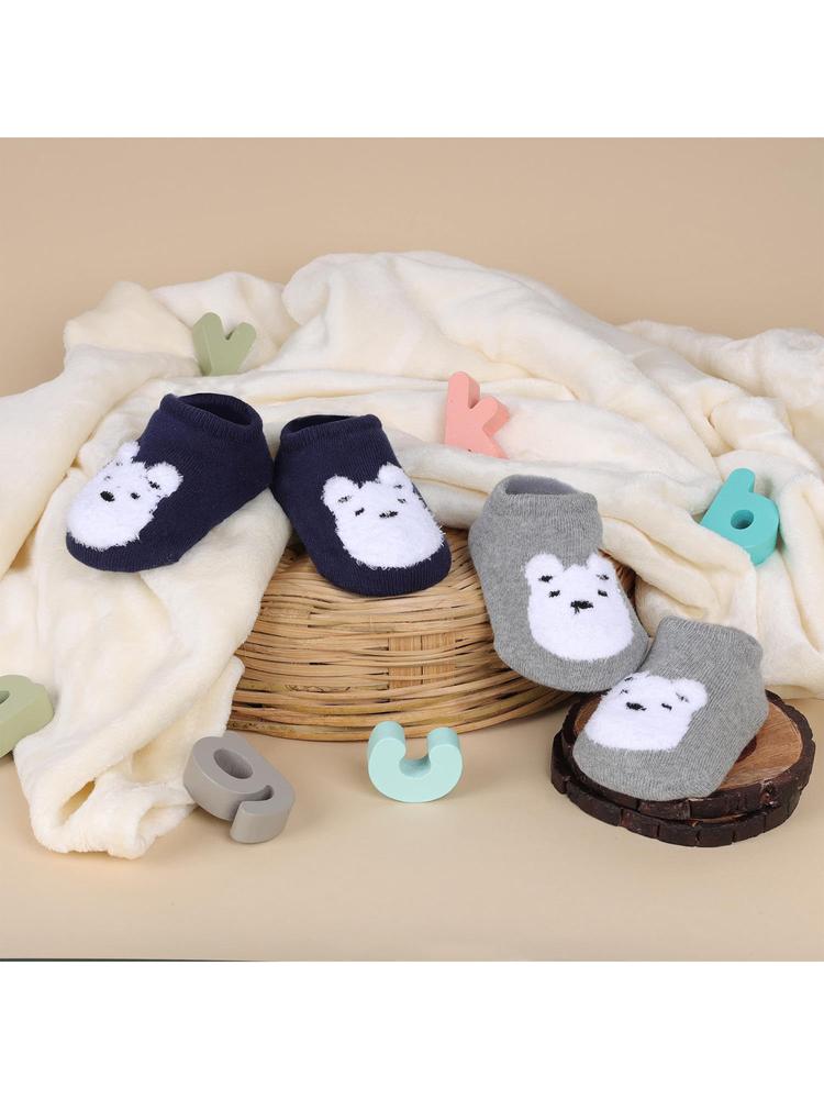 Cutie Bear Grey and Blue Socks (Pack of 2)