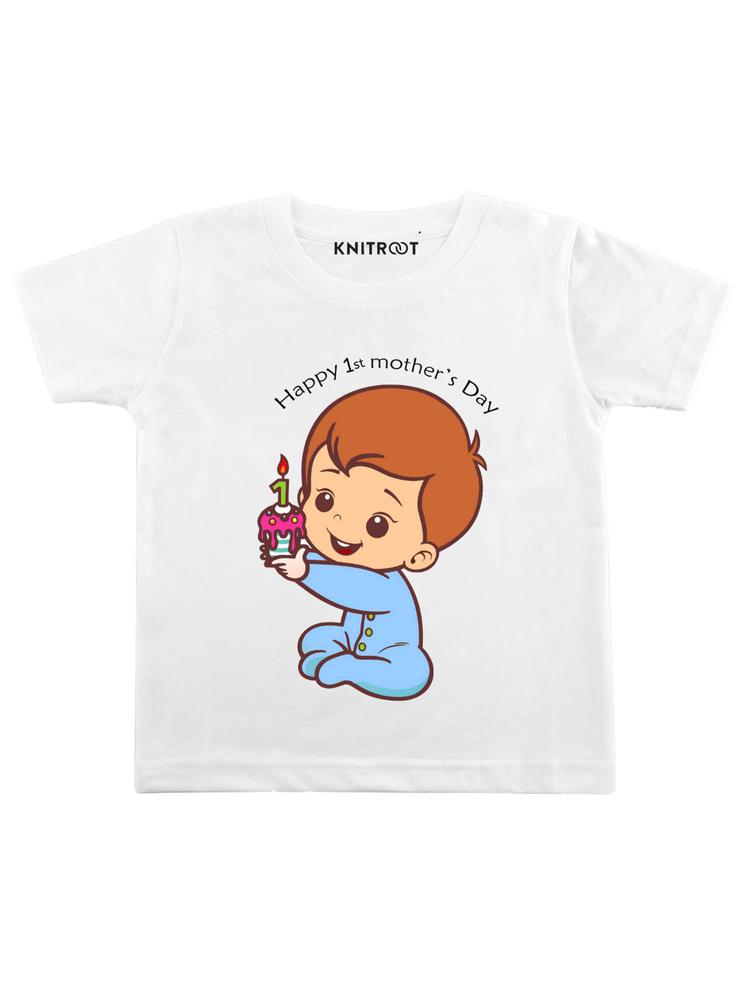 White First Mother's Day Print T-Shirt