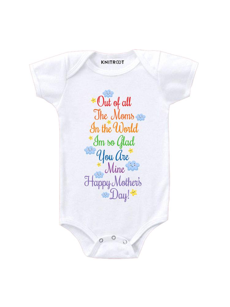 White Out Of All The Moms Print Onesie
