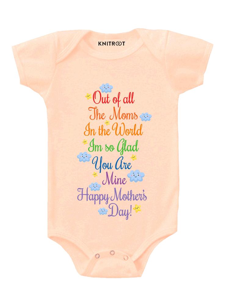 Peach Out Of All The Moms Print Onesie