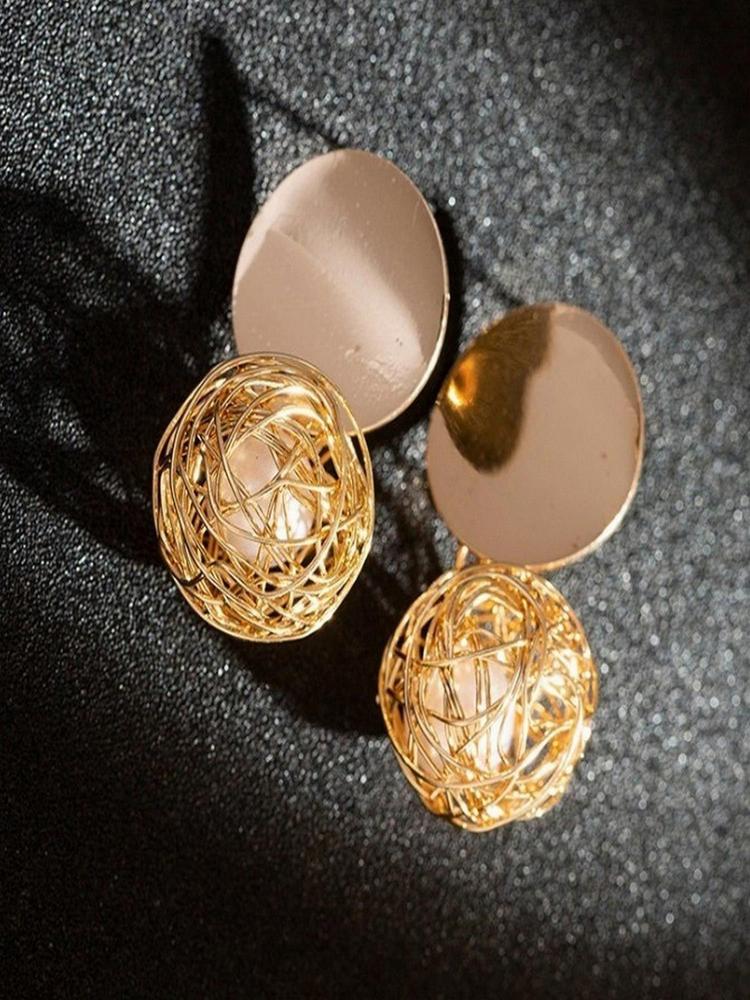Nest Pearl Earrings - Gold