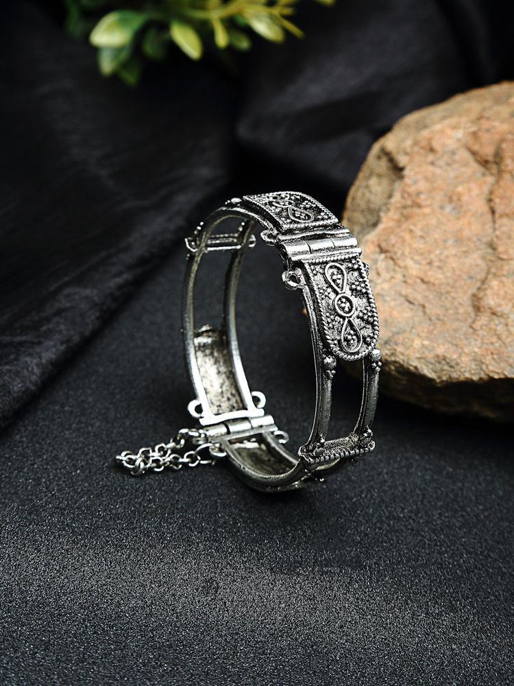 Filigree Work Temple Design Antique Silver Plated Handcrafted Bracelet