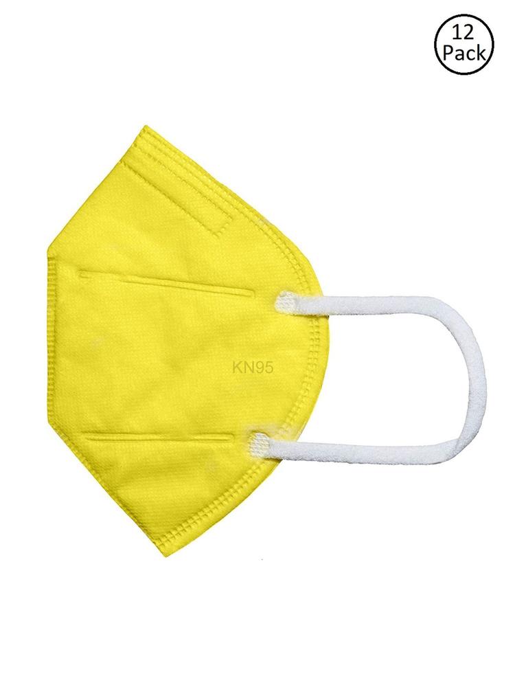 Pack of 12 KN95/N95 Anti-Pollution Reusable 5-Layer Mask Color Yellow