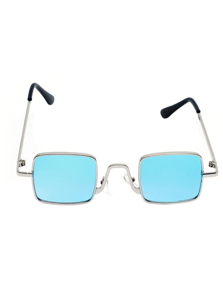Green Lense Silver Frame Metal Sunglasses 73_SILVER_SEAGRN