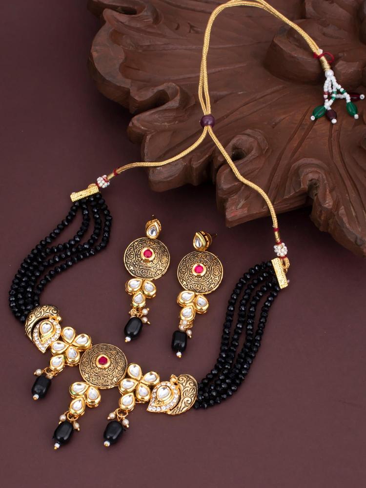 Incredible Gold Plated Kundan Necklace Set For Women