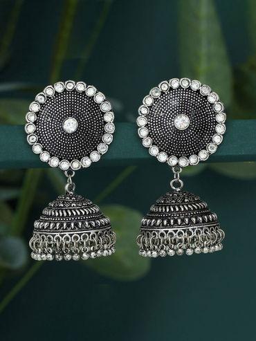 Silver Alluring Oxidised Jhumki Earring