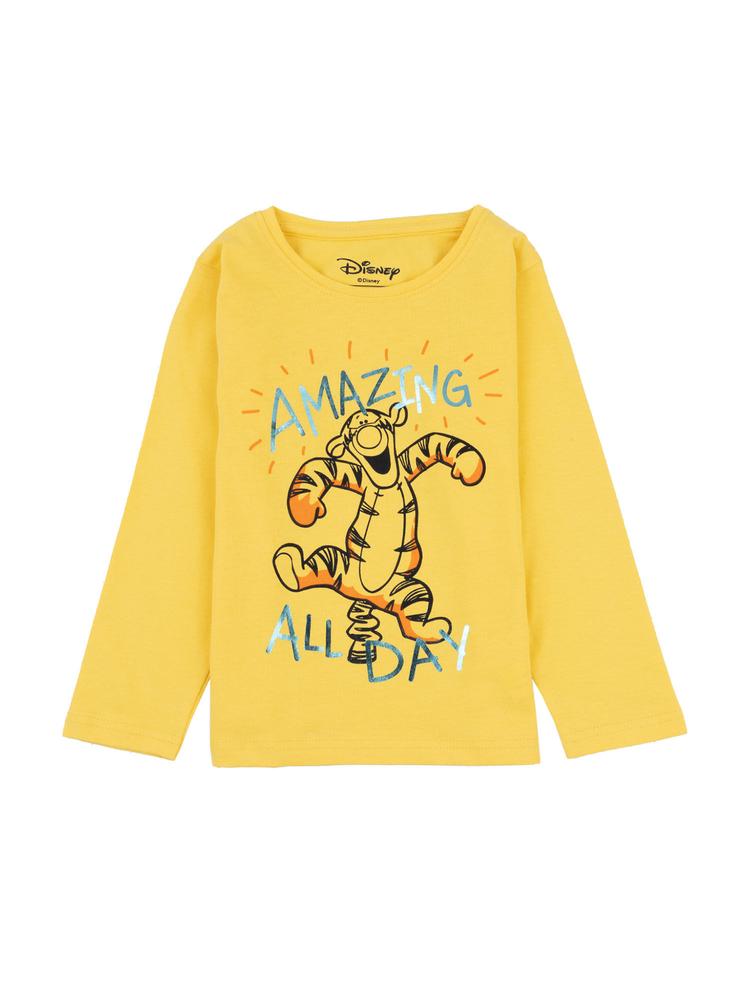 Boys Tigger Amazing All Day Foil Printed Cotton Full Sleeve Yellow T-shirt