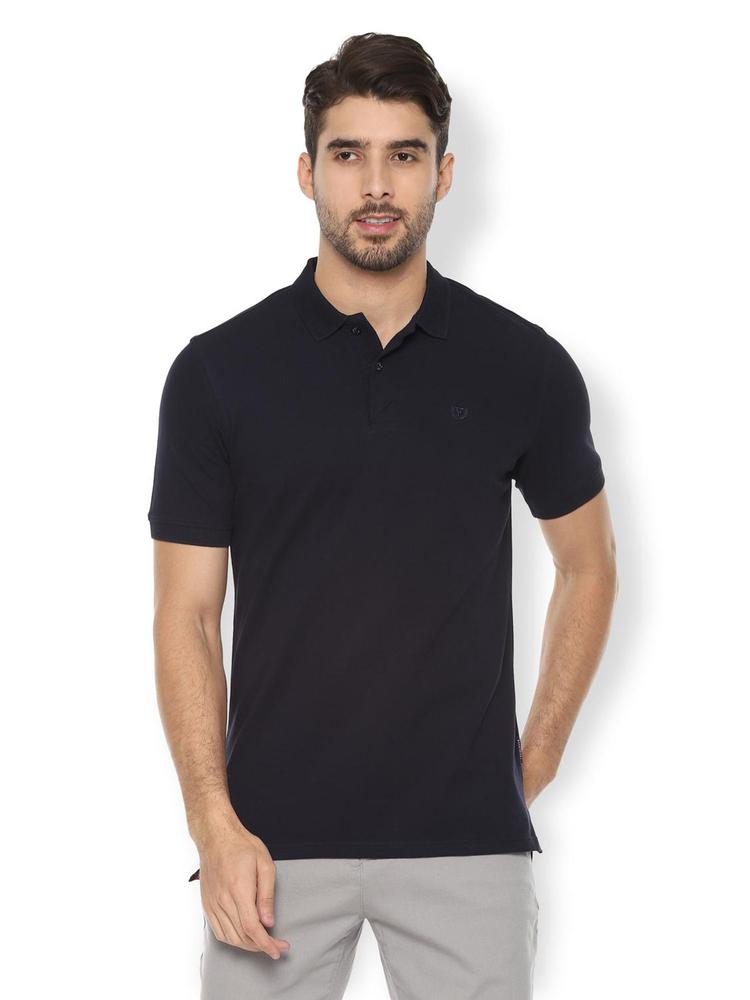 Navy Blue Solid Polo T-Shirt