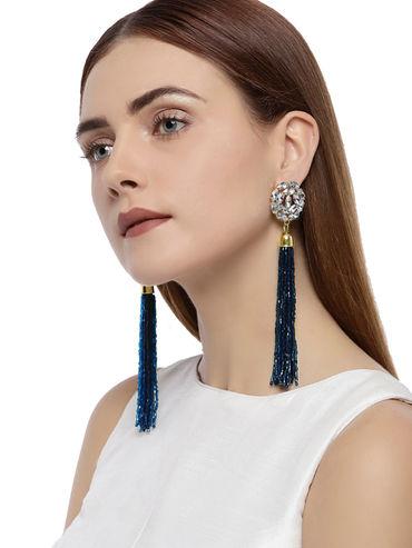 Sparkling Crystals Fashion Forward Tassel Earring