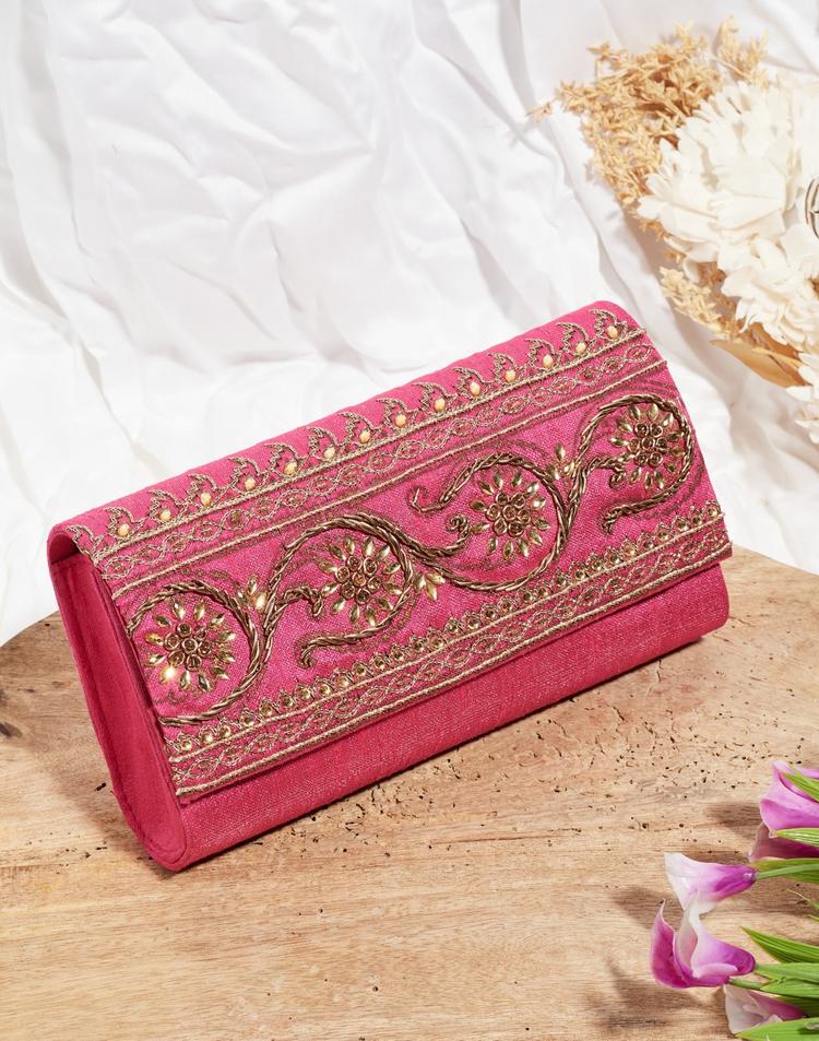 Poly Silk Embroidered Clutch