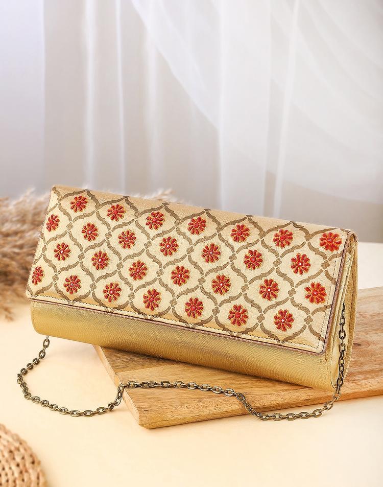 Fabric Embroidered Clutch Bag