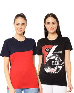 Pack of 2 Printed Crew-Neck T-shirts