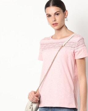 Crew-Neck T-shirt with Lace