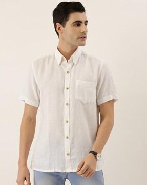 Short Sleeves Patch Pocket Indian Shirt