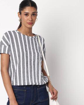Striped Top with Smocked Hem