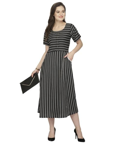 Striped A-line Dress