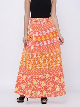 Printed Wrap Skirt with Tie-Up