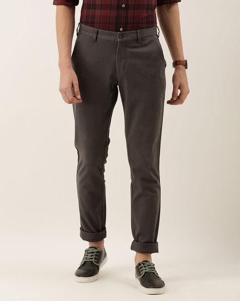 Mid-Rise Flat-Front Slim Fit Trousers
