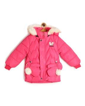 Quilted Hooded Jacket with Buttoned Side Pockets