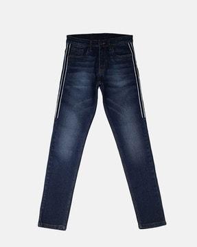 Straight Jeans with Contrast Taping