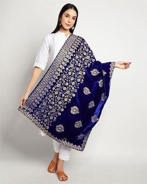 Shawl with Floral Embroidered