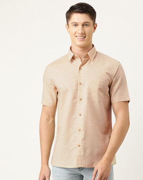 Micro Print Shirt with Patch Pocket