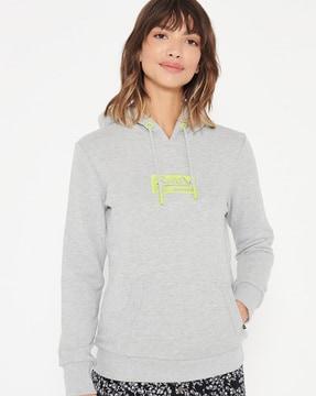 Heathered Hoodie with Placement Embroidery