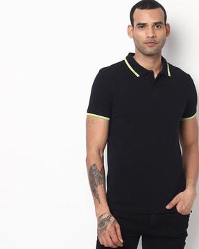 Slim Fit Polo T-shirt with Vented Hemline