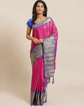 Cotton Saree with Contrast Border