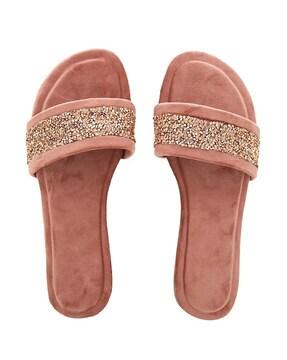 Embellished Slip-On Flat Sandals