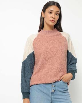 Colourblock Sweatshirt with Raglan Sleeves