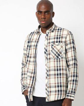 Checked Extra Slim Fit Shirt with Patch Pocket