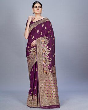 Paisley Woven Banarasi Silk Traditional Saree